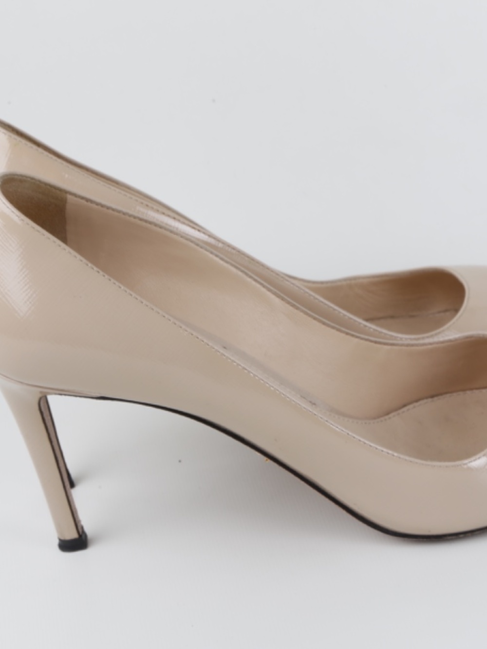 Prada Nude Beige Patent Leather Pointed Toe Pumps Heels Size 39.5 - Picture 5 of 16